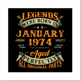 Legends Were Born In January 1974 50 Years Old 50th Birthday Gift Posters and Art